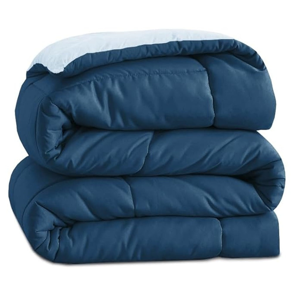 Solid Reversible Comforter | Microfiber Quilted | Blue