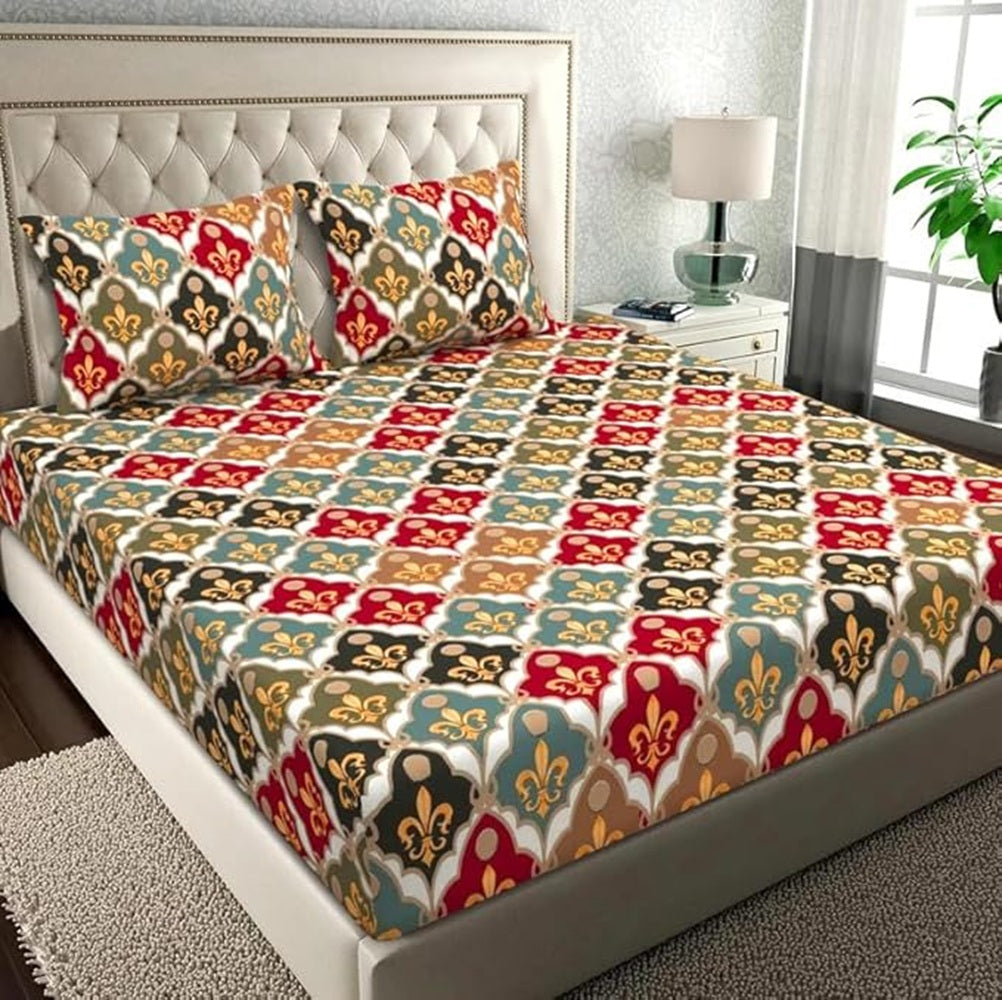 Classic Collection Flat Double Bedsheet with 2 Pillow Cover | Traditional Jaipur