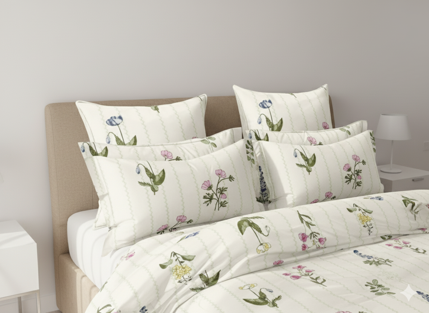 Rome Collection 240 TC Flat King Bedsheet with 2 Pillow Covers