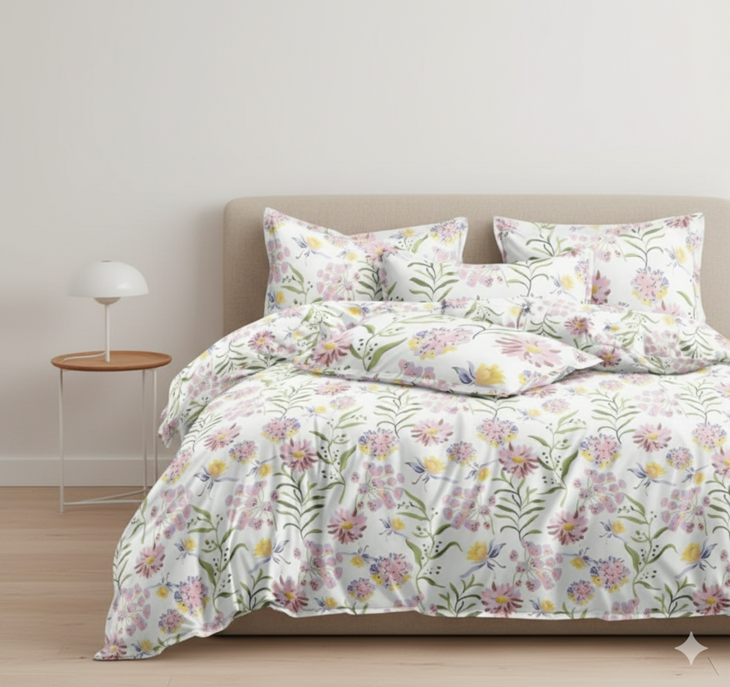 Rome Collection 240 TC Flat King Bedsheet with 2 Pillow Covers