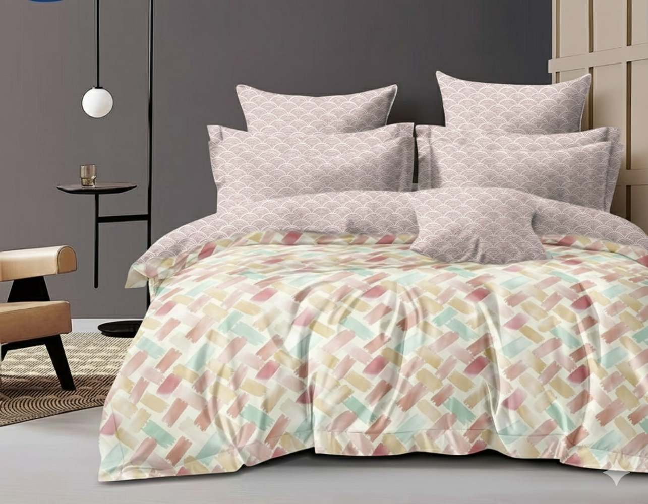 Rome Collection 240 TC Flat King Bedsheet with 2 Pillow Covers