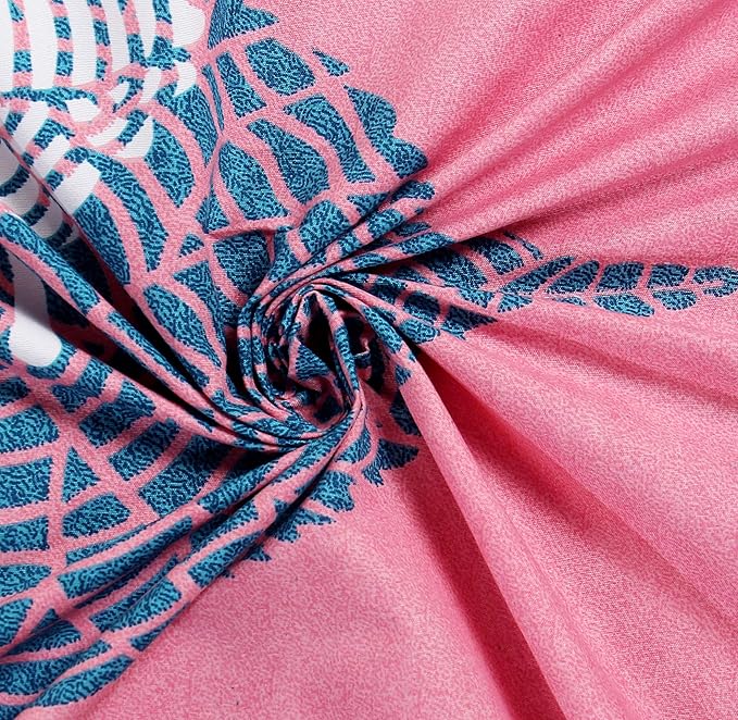 Classic Collection Flat Double Bedsheet with 2 Pillow Cover | Pink Leaf