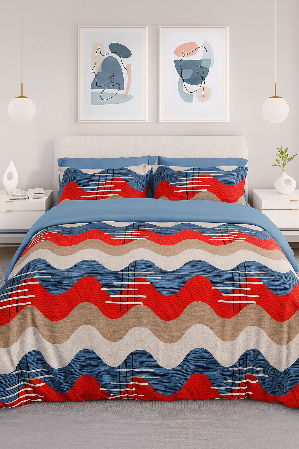 Classic Collection 144 TC Double Bedsheet | Multi Waves