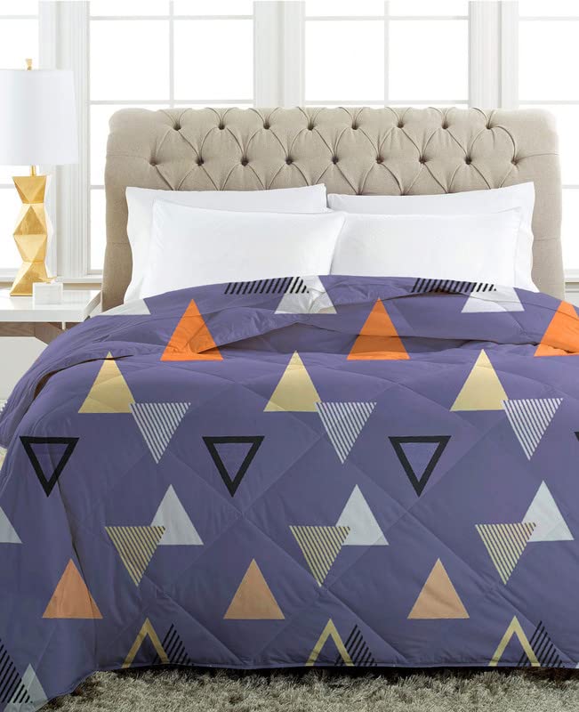 Microfiber Quilted Printed Comforter | Purple Triangles