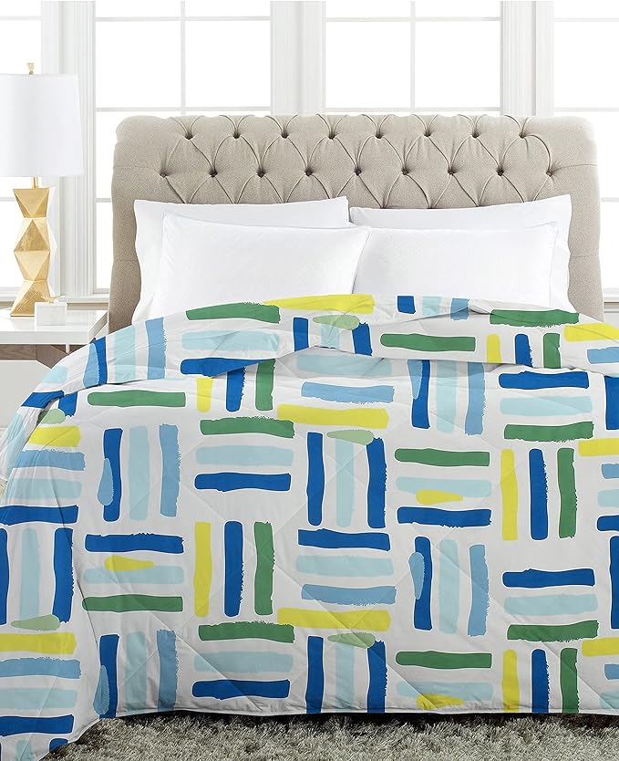 Microfiber Quilted Printed Comforter | White Stripes