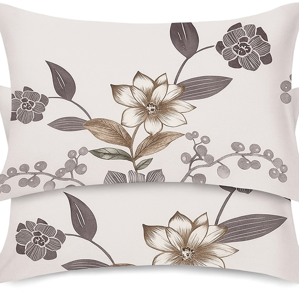 Fantasy Collection 180 TC Flat King Bedsheet with 2 Pillow Covers | Beige