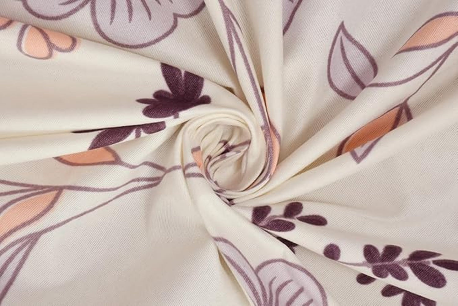 Classic Collection Flat Single Bedsheet with 1 Pillow Cover | Off White Leaf