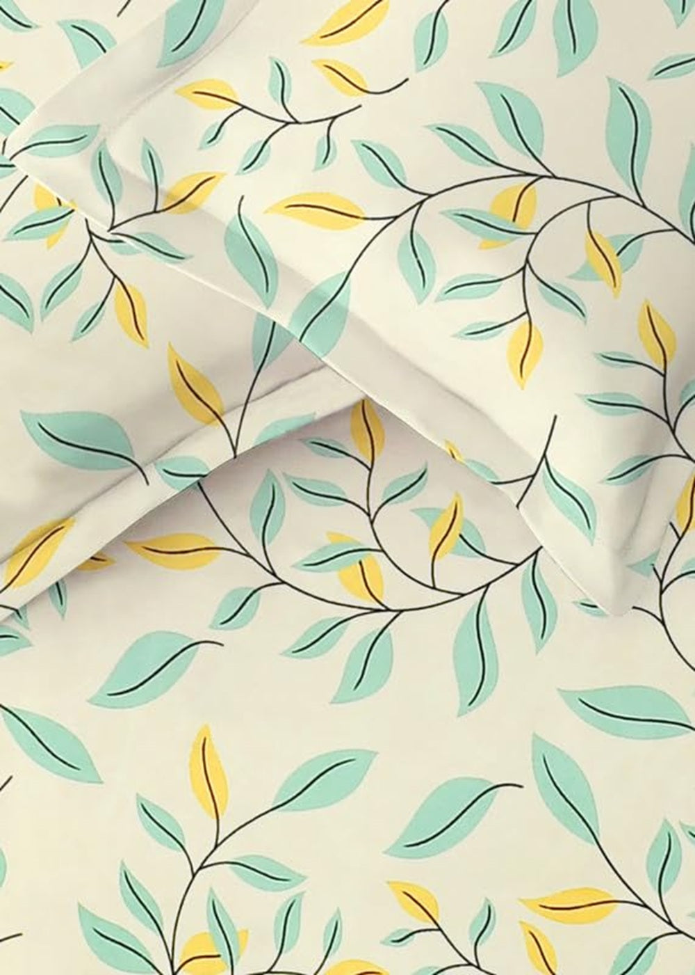 Classic Collection Flat Double Bedsheet with 2 Pillow Cover | Cream Floral