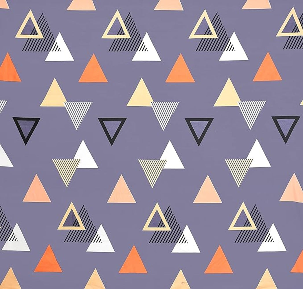 Classic Collection Flat Single Bedsheet with 1 Pillow Cover | Purple Triangles