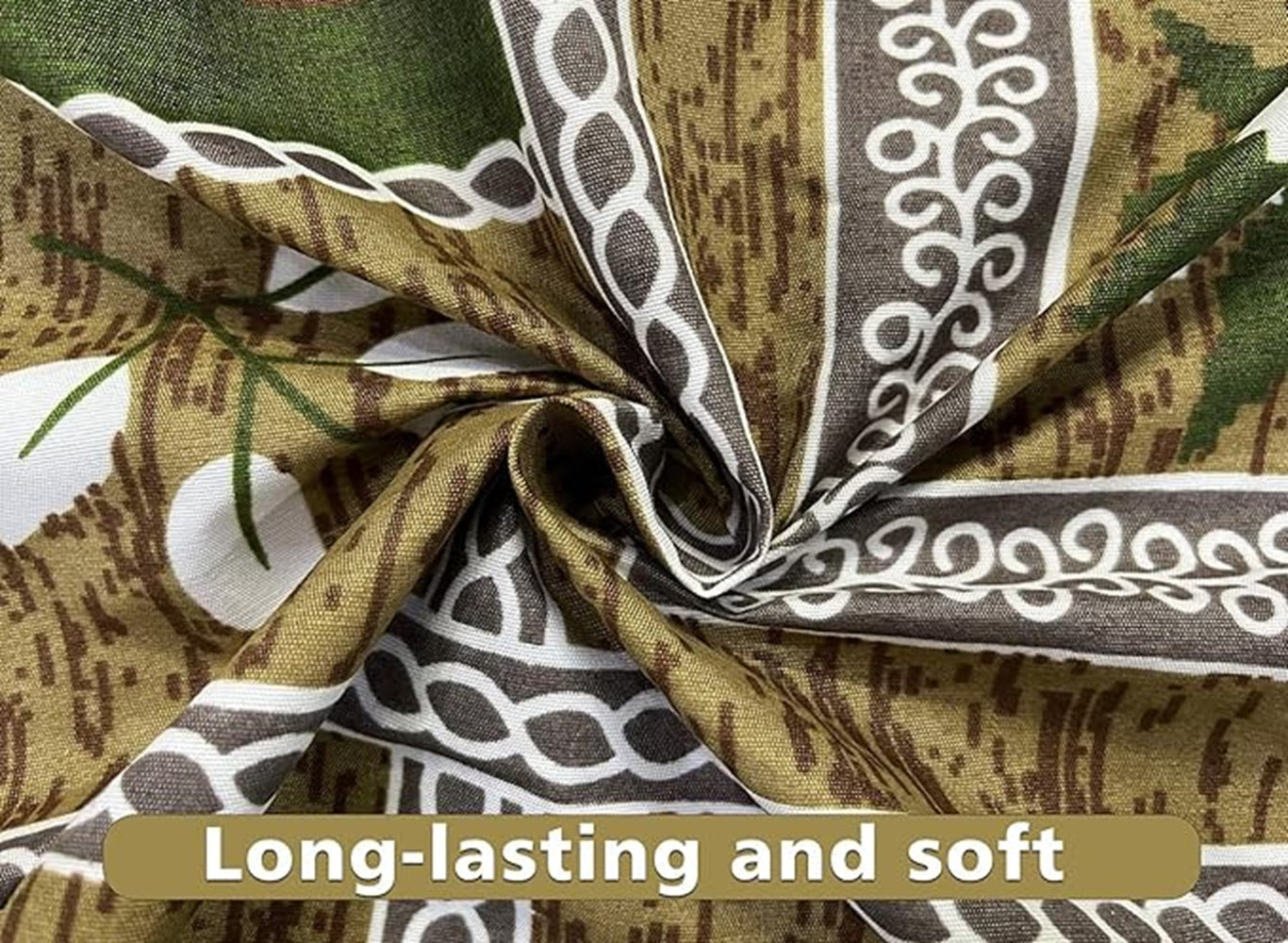 Classic Collection Flat Double Bedsheet with 2 Pillow Cover | Olive Green Motifs