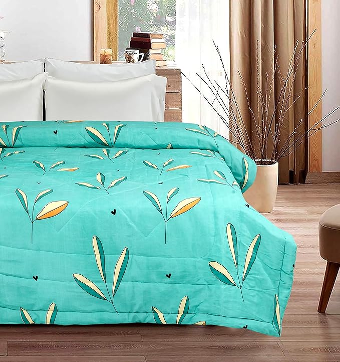Microfiber Quilted Printed Comforter | Green Leaf