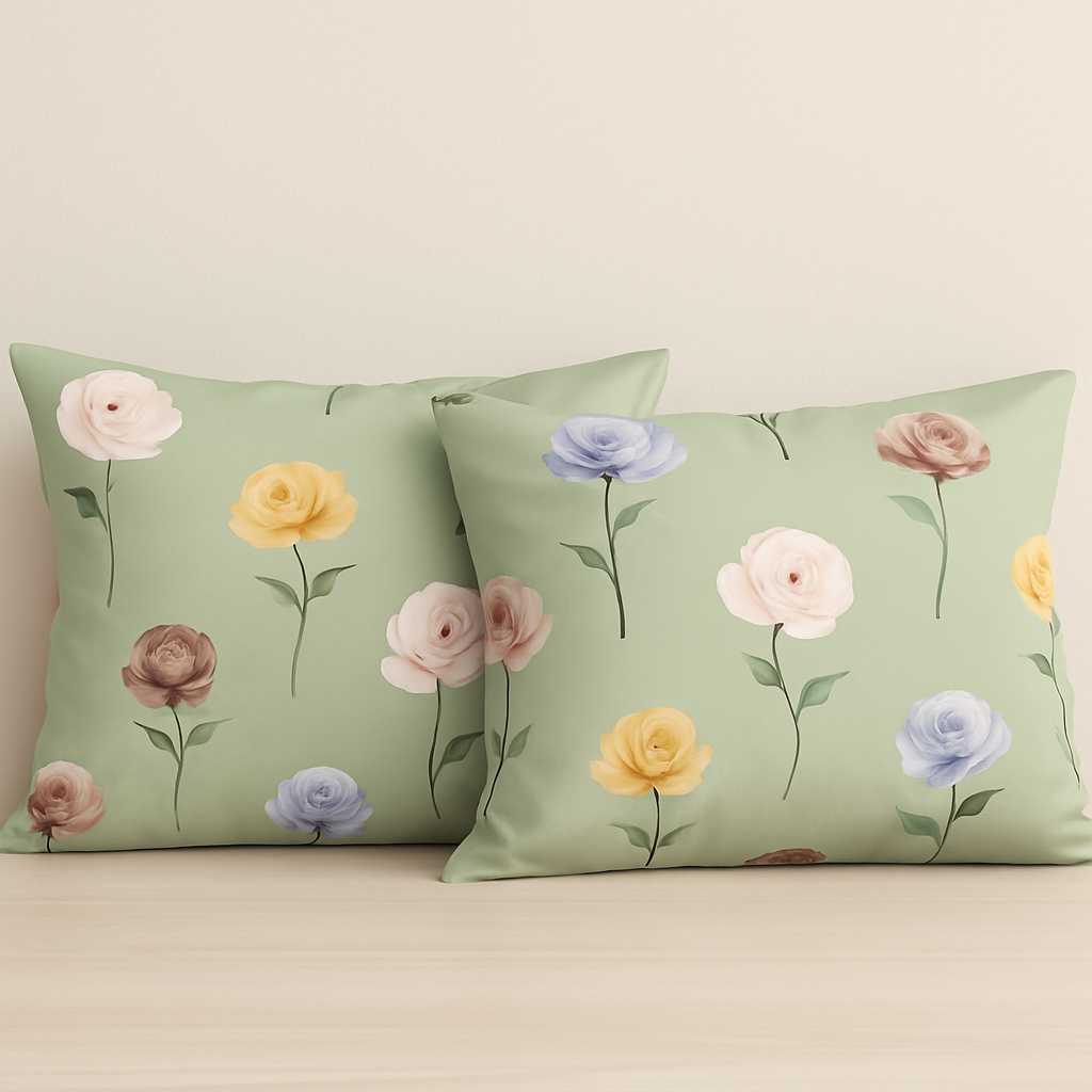 Rome Collection 240 TC Flat King Bedsheet with 2 Pillow Covers | Mint Flowers