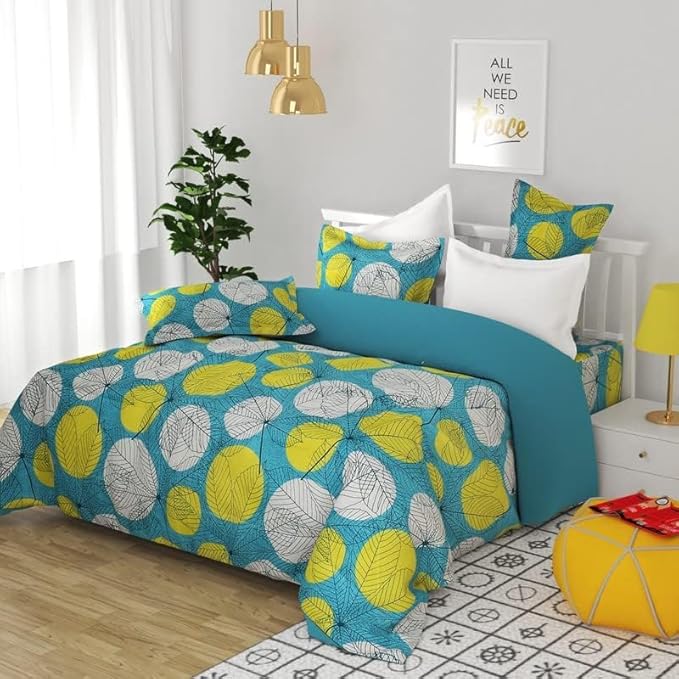 Classic Collection 144 TC Double Bedsheet | Aqua Circles