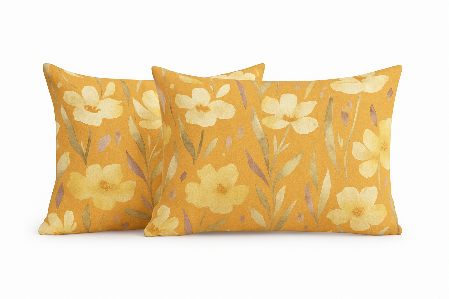 Coral Collection Double Bedsheet with 2 Pillow Covers | Mustard