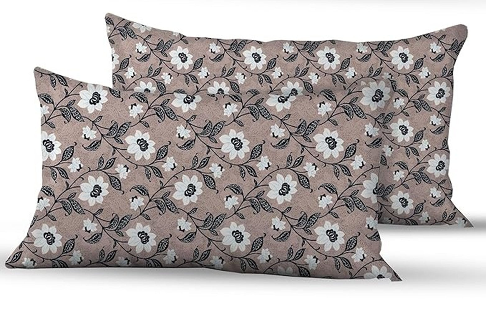 Duke Collection Cotton Blend Double Bedsheet with 2 Pillow Cover | Grey Floral