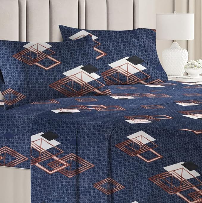 Classic Collection Flat Double Bedsheet with 2 Pillow Cover | Blue Box