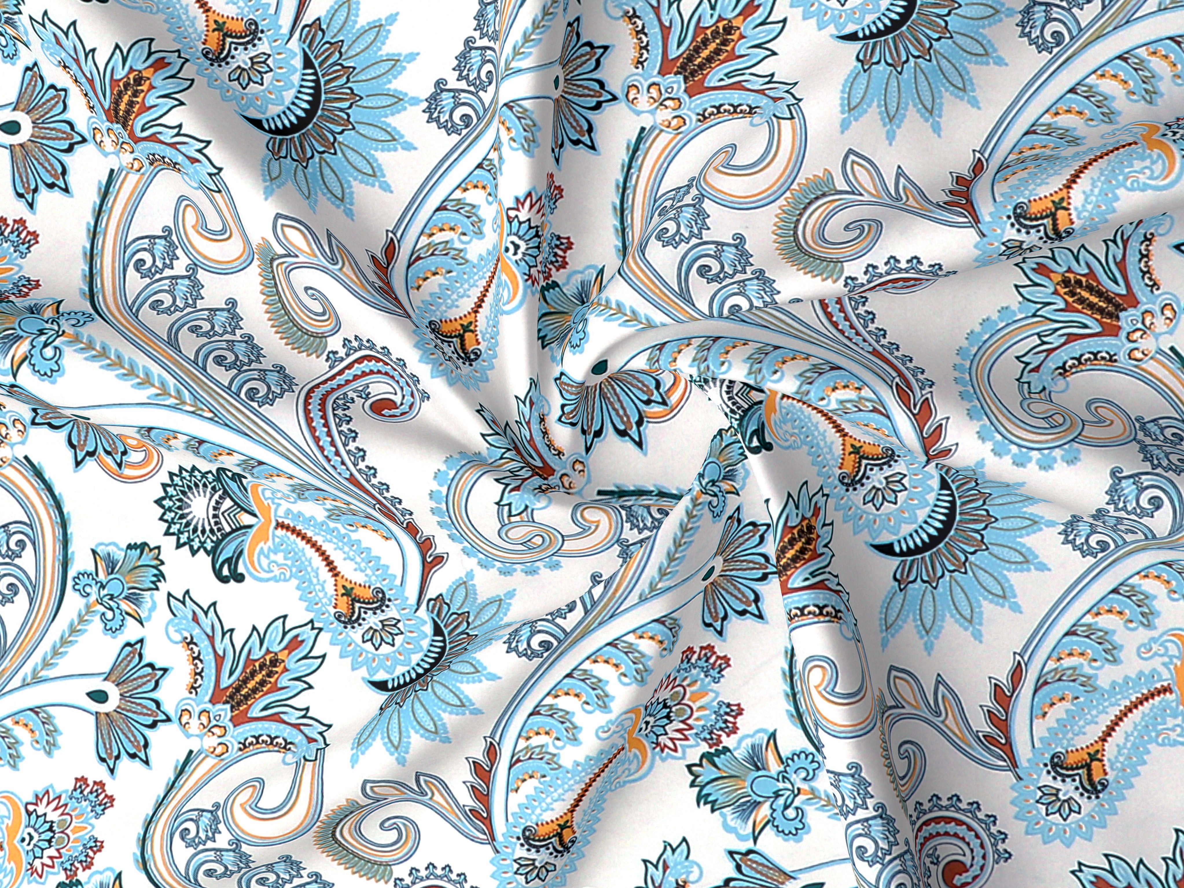 Coral Collection Flat Double Bedsheet with 2 Pillow Cover | Traditional Ivory