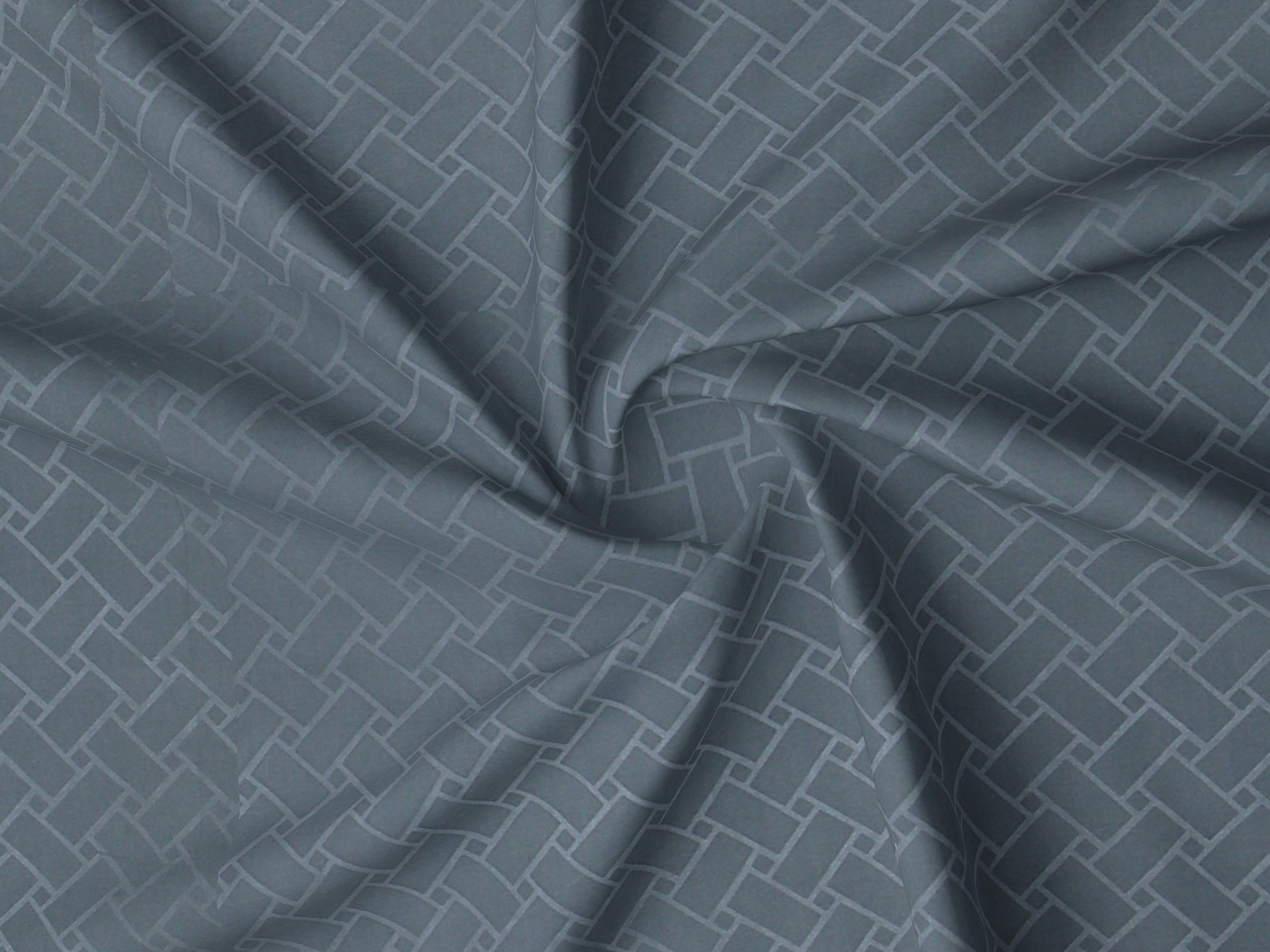 Embossa Collection 240 TC King Bedsheet with 2 Pillow Covers | Blue Geometric