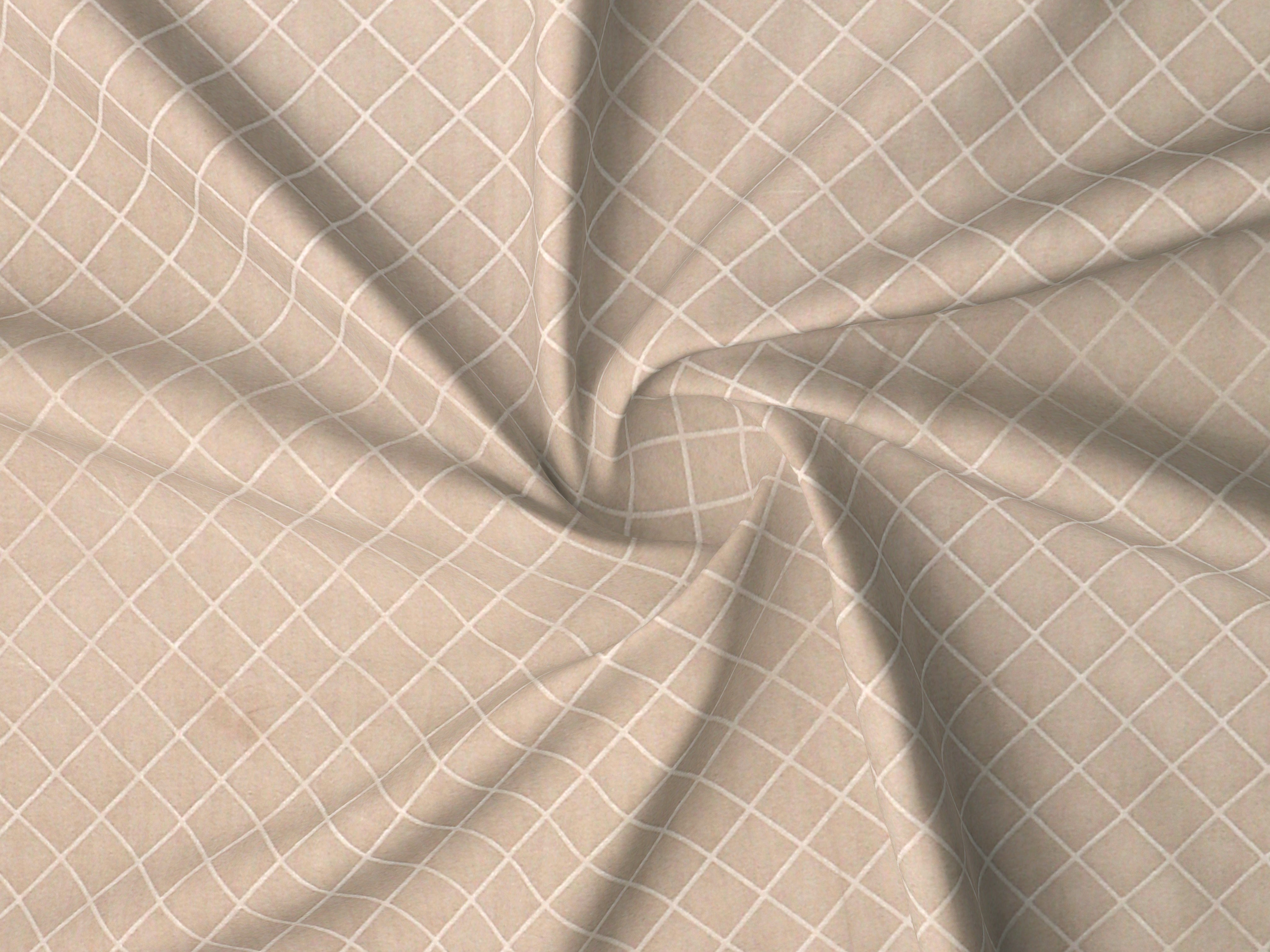 Embossa Collection 240 TC King Bedsheet with 2 Pillow Covers | Beige Squares