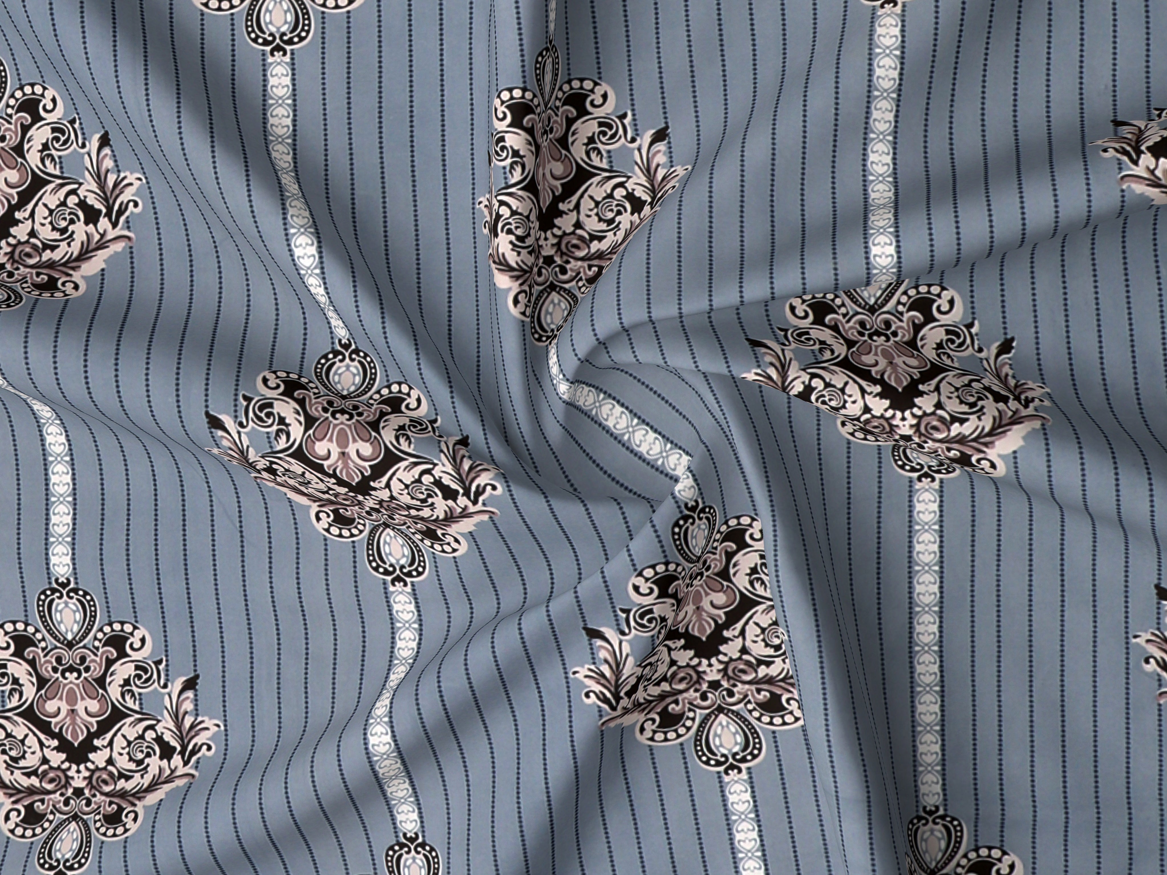 Rome Collection 220 TC King Bedsheet with 2 Pillow Covers | Blue Trophy