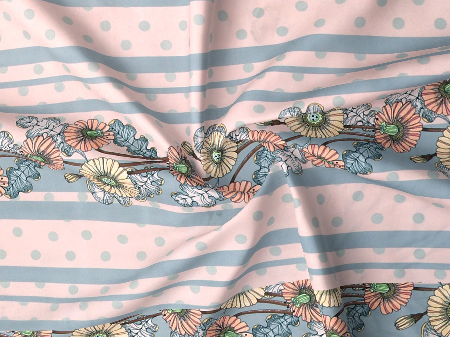 Rome Collection 220 TC Queen Bedsheet with 2 Pillow Covers | Pink Dotted Flowers