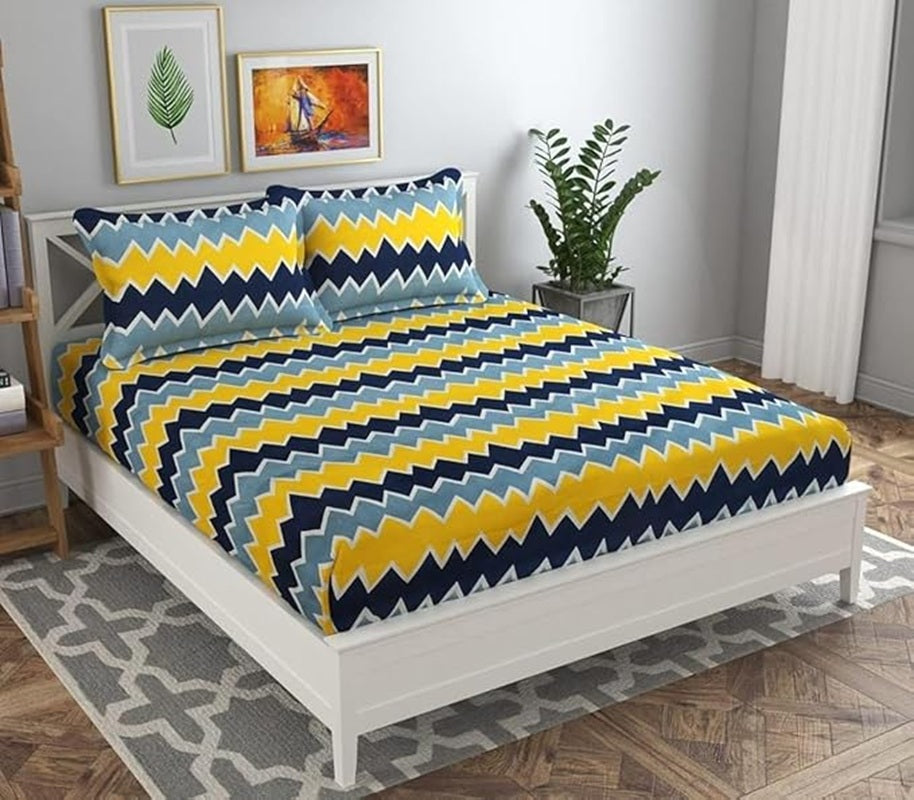 Classic Collection 180 TC Double Bedsheet with 2 Pillow Covers | BY Zig Zag