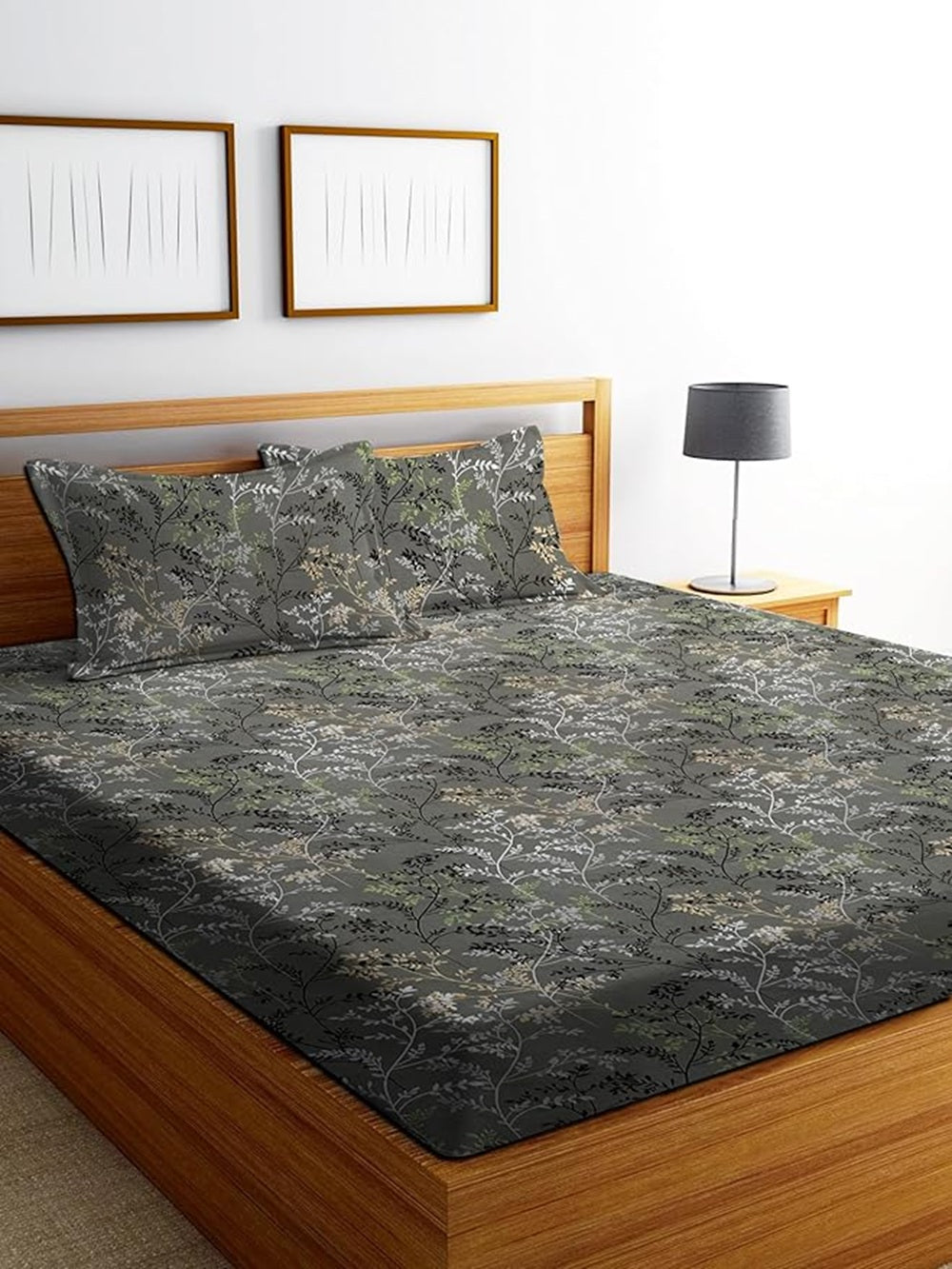 Fantasy Collection 180 TC Flat King Bedsheet with 2 Pillow Covers | Forest