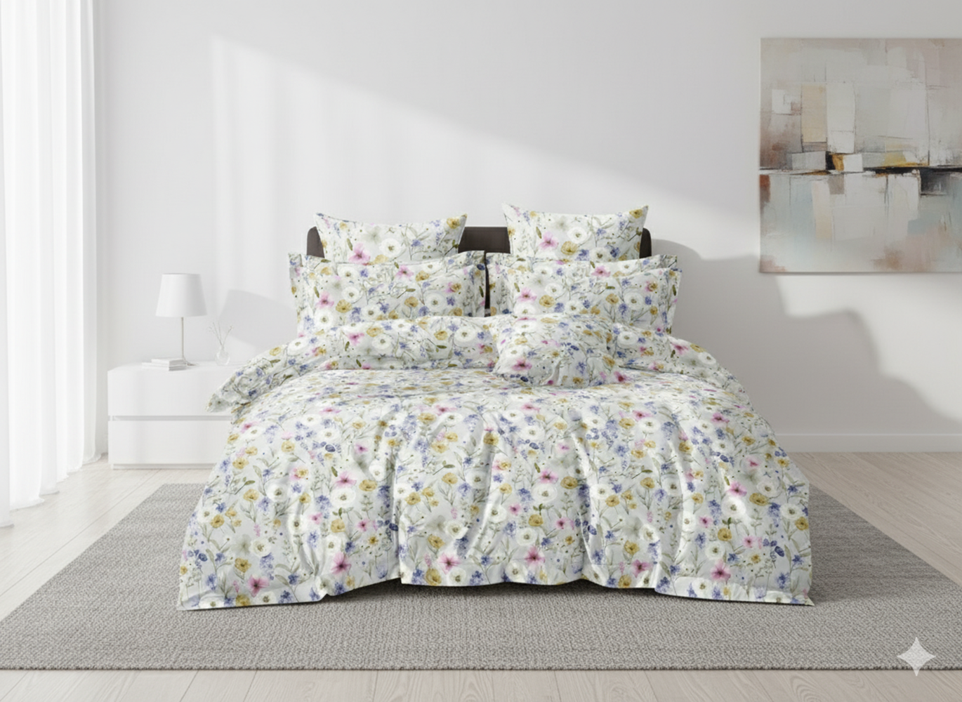 Rome Collection 240 TC Flat King Bedsheet with 2 Pillow Covers