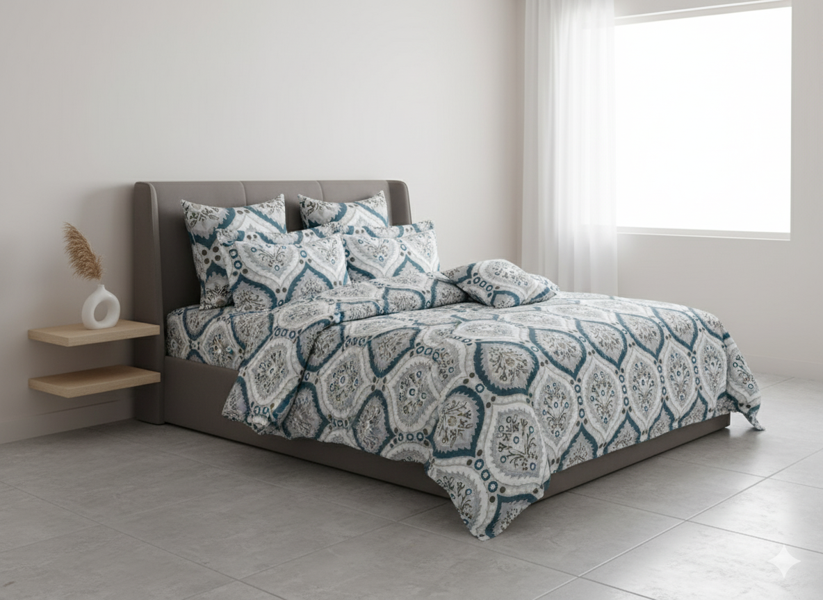 Rome Collection 240 TC Flat King Bedsheet with 2 Pillow Covers