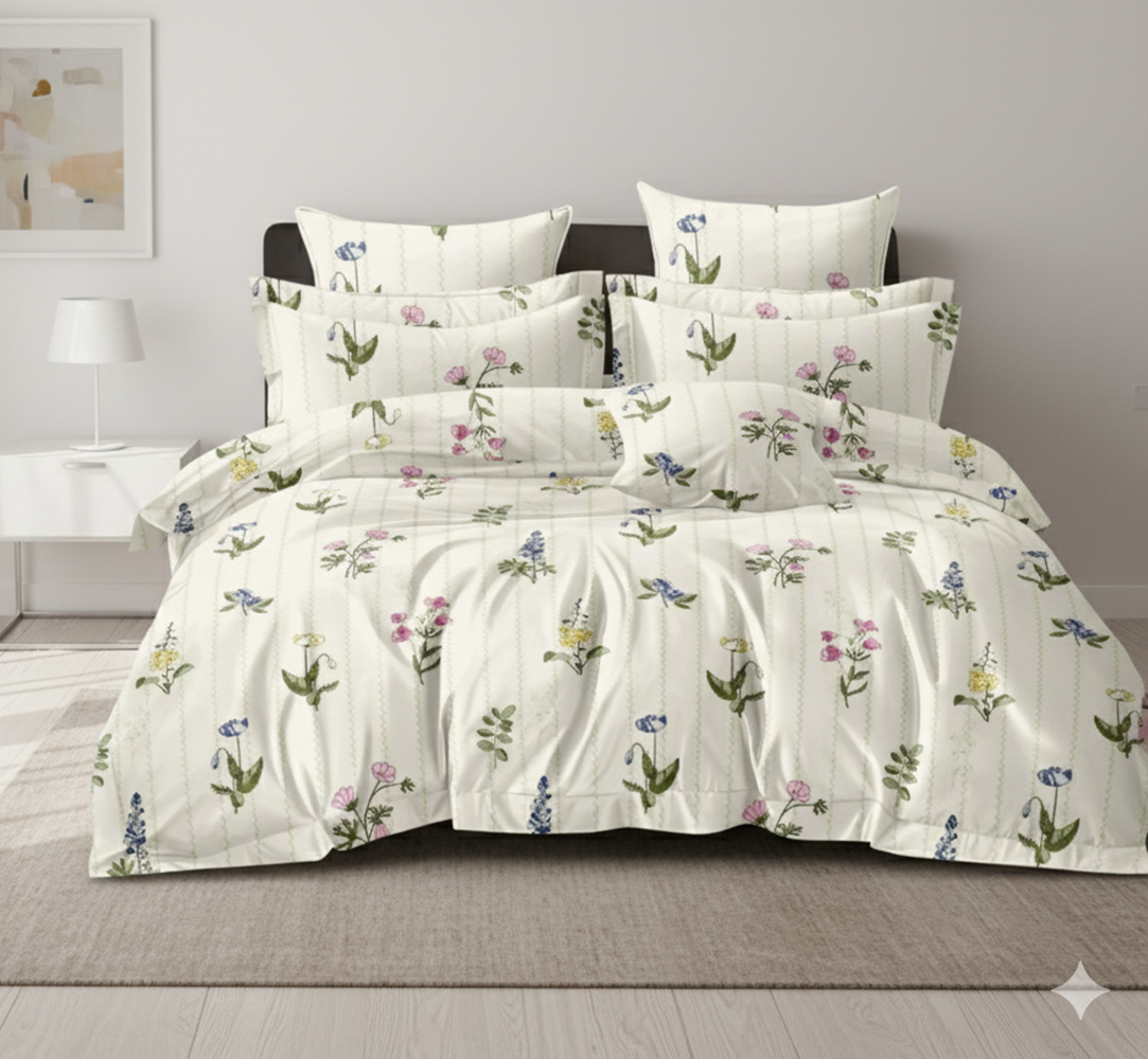 Rome Collection 240 TC Flat King Bedsheet with 2 Pillow Covers