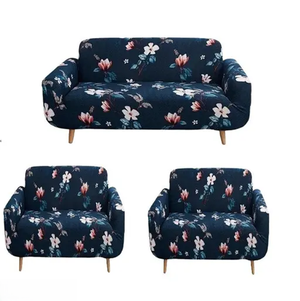 3+1+1 Seater Sofa Cover | 5 Seater Elastic Fitted Sofa Cover Set (Navy Blue)
