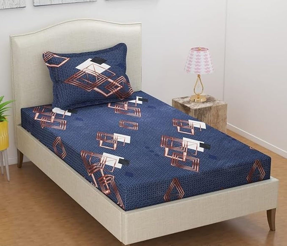 Classic Collection Flat Single Bedsheet with 1 Pillow Cover | Blue Box