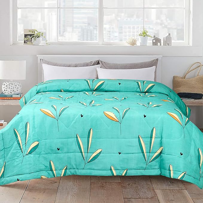 Microfiber Quilted Printed Comforter | Green Leaf