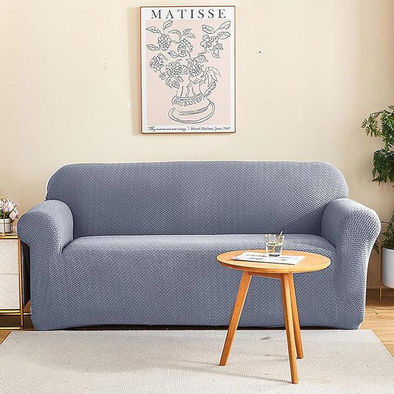3+1+1 Seater Sofa Cover | 5 Seater Elastic Fitted Sofa Cover Set (Grey)