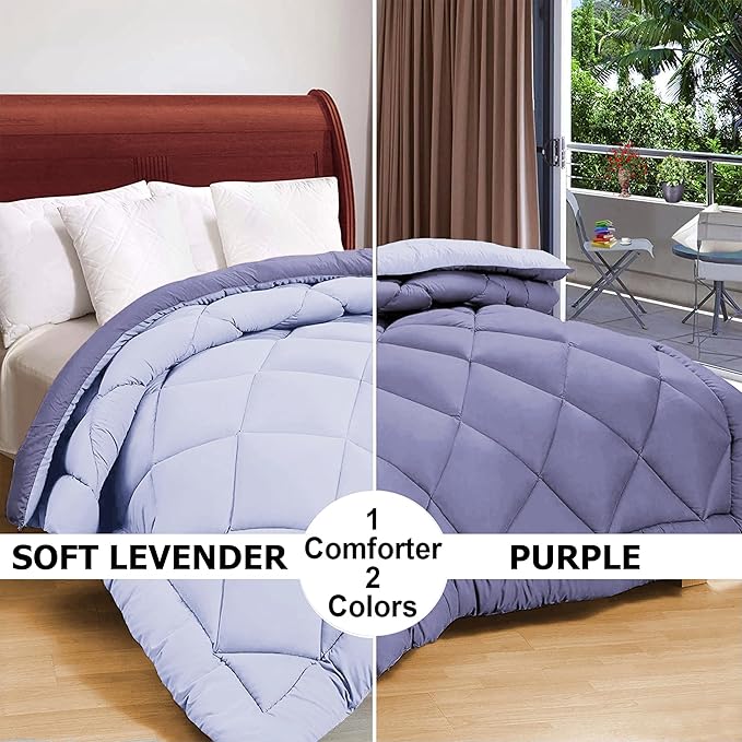 Solid Reversible Comforter | Microfiber Quilted | Purple