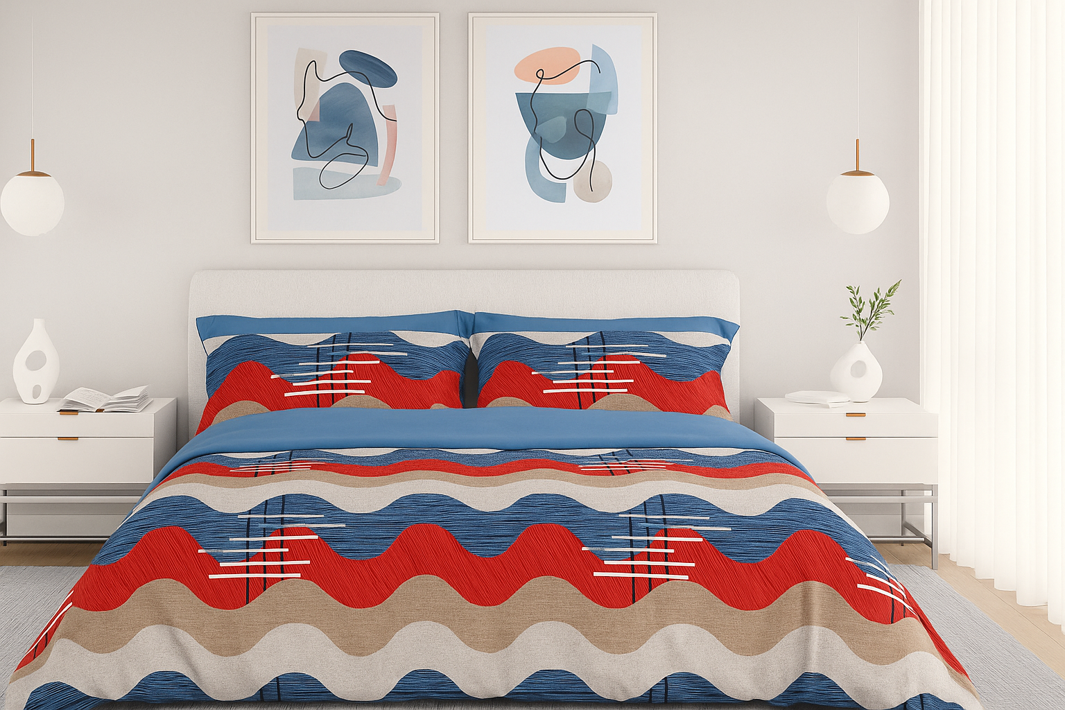 Classic Collection 144 TC Double Bedsheet | Multi Waves