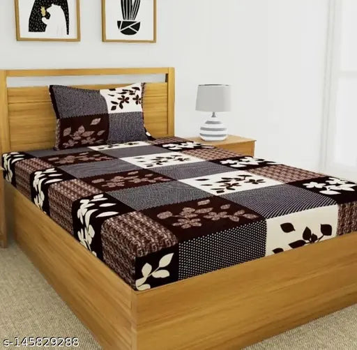 Duke Collection Cotton Blend Single Bedsheet with 1 Pillow Cover | Chocolate
