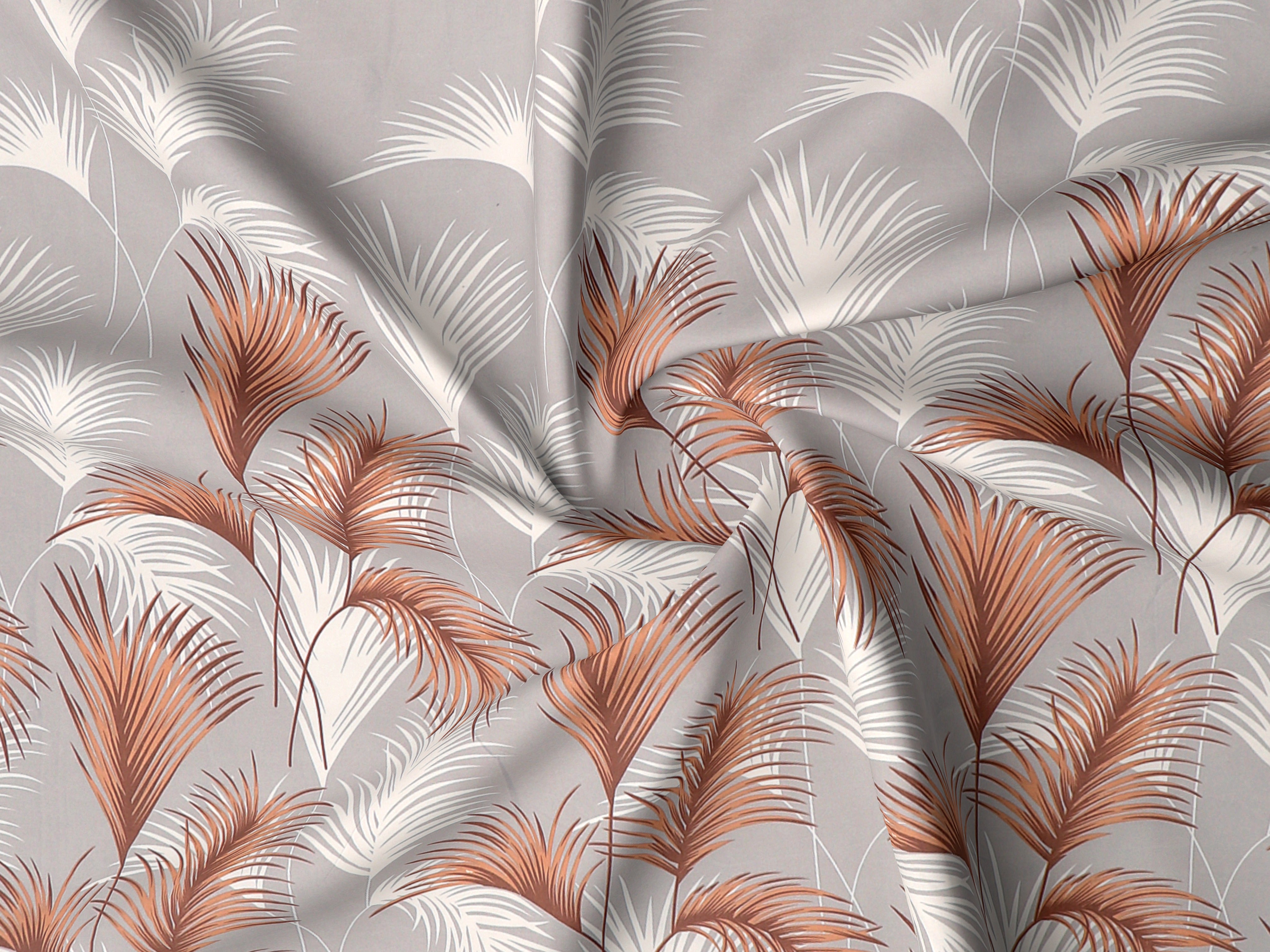 Fantasy Collection 180 TC Flat King Bedsheet with 2 Pillow Covers | Brown Leaf