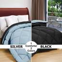 Solid Reversible Comforter | Microfiber Quilted | Black Blue