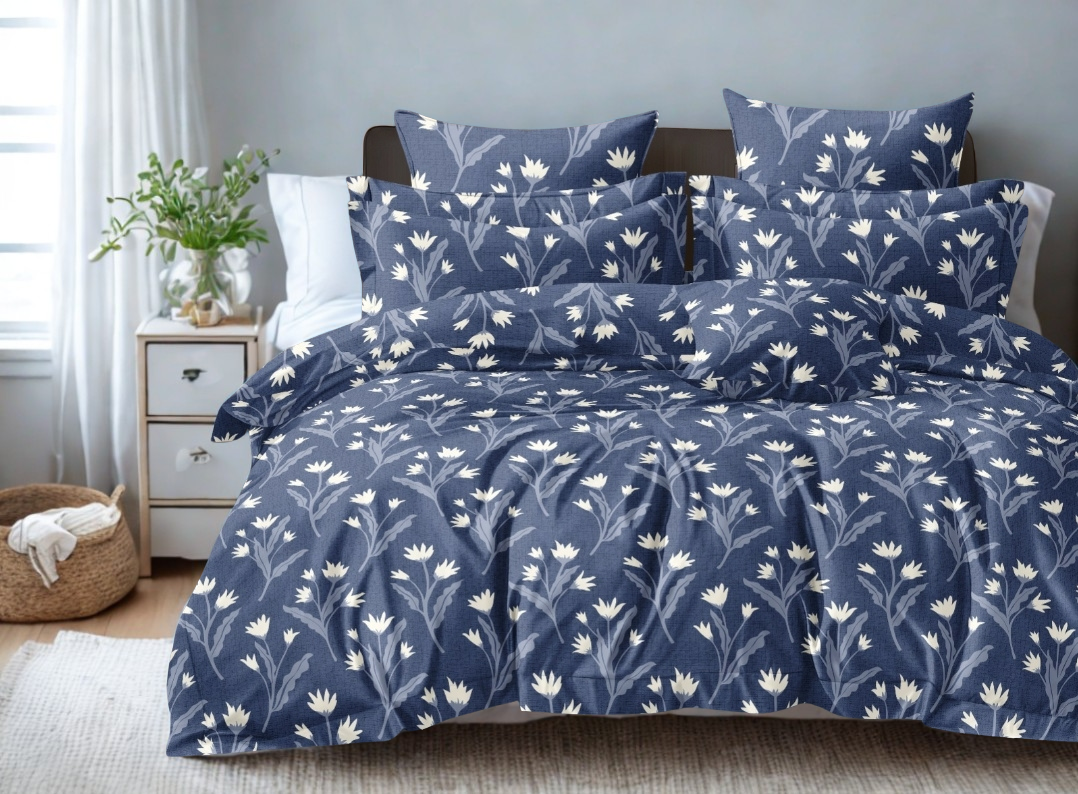 Rome Collection 240 TC Flat King Bedsheet with 2 Pillow Covers | Royal Blue
