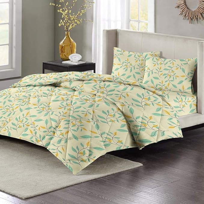 Microfiber Quilted Printed Comforter | Off White Floral